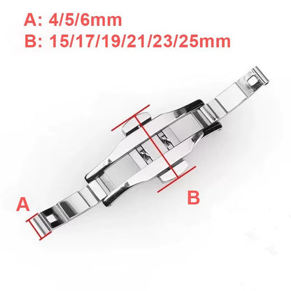 Black Double Push Button Butterfly Clasp Buckle For Watch Band Strap