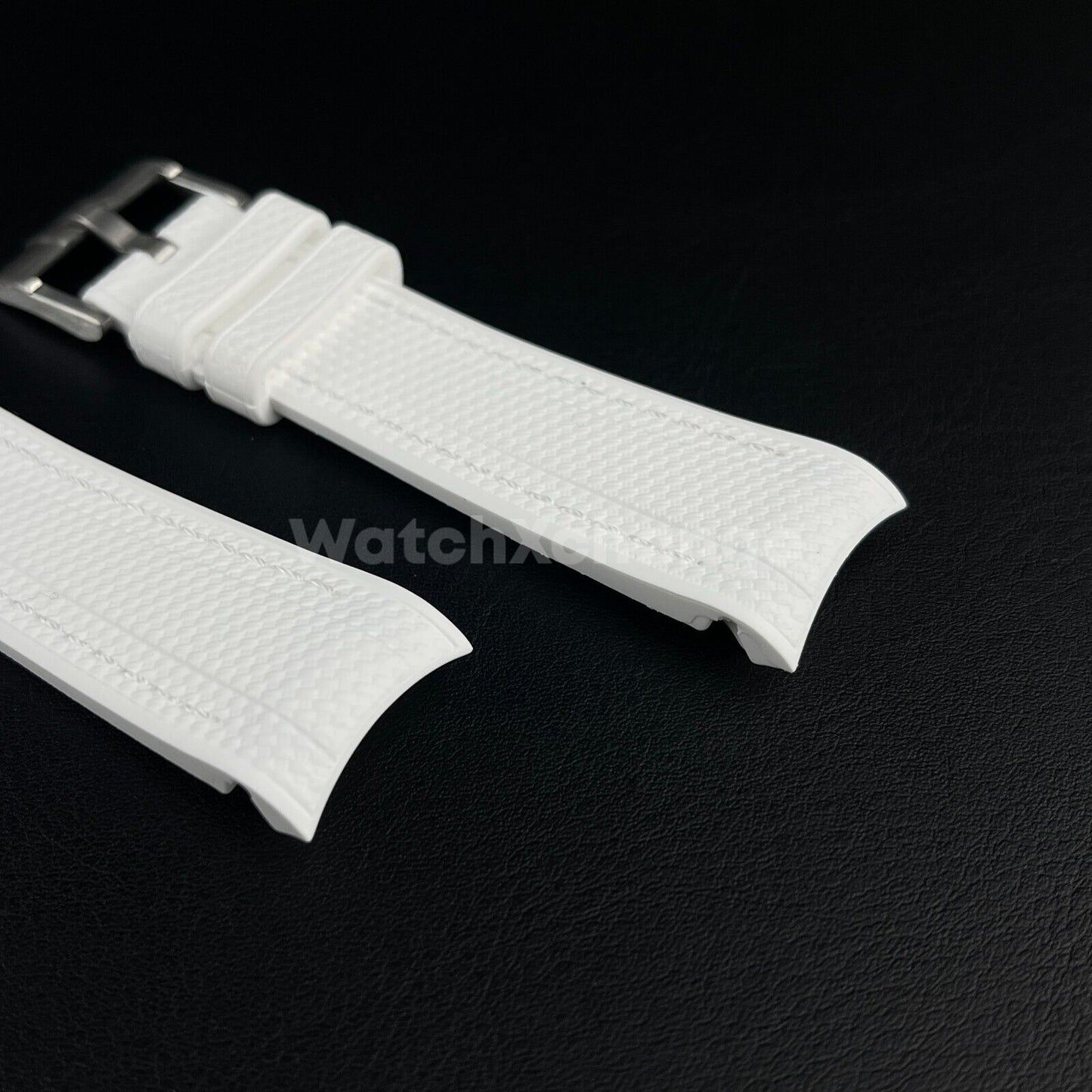 White 20mm Silicone Rubber Curved End Watch Strap Band For Omega Rolex