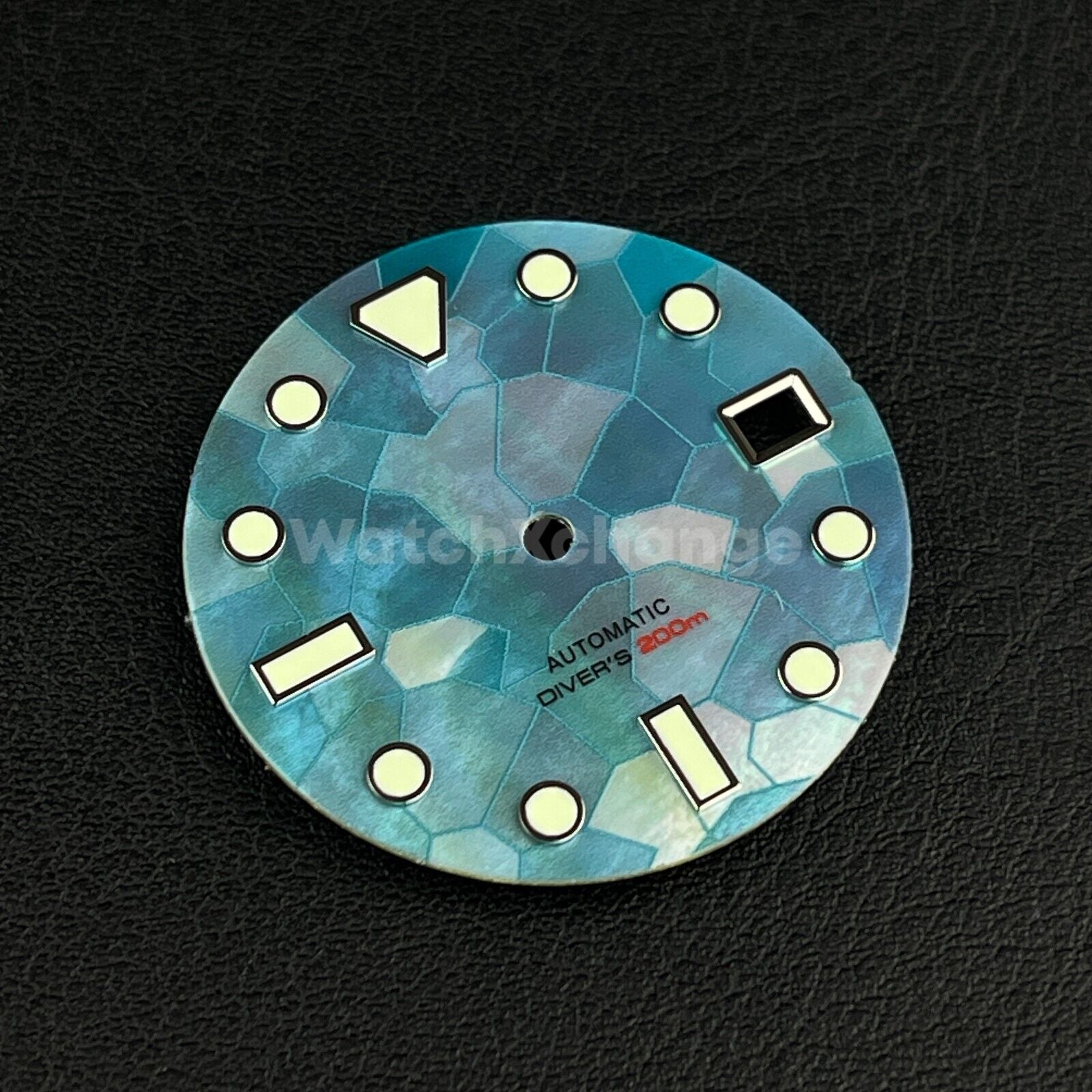 29mm Blue Watch Dial Green Luminous for SEIKO NH35 NH36 Watch Movement Parts