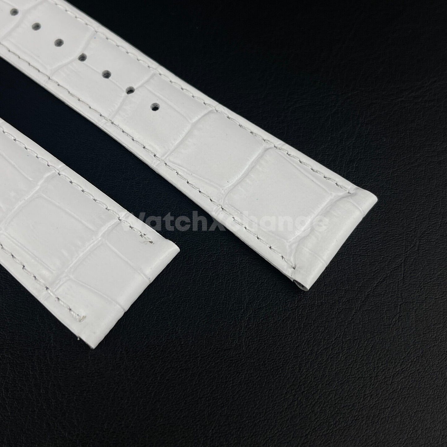 White Genuine Leather Universal Watch Strap Band Alligator Grain 20mm 22mm 24mm