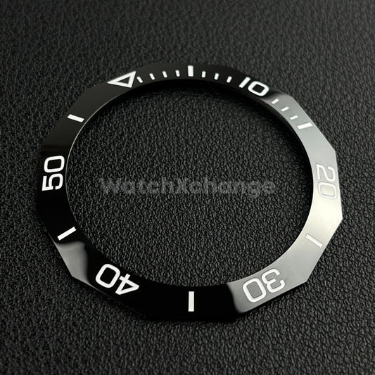 Black & White 40.9mm x 33.2mm 12 Sided Ceramic Watch Bezel Insert