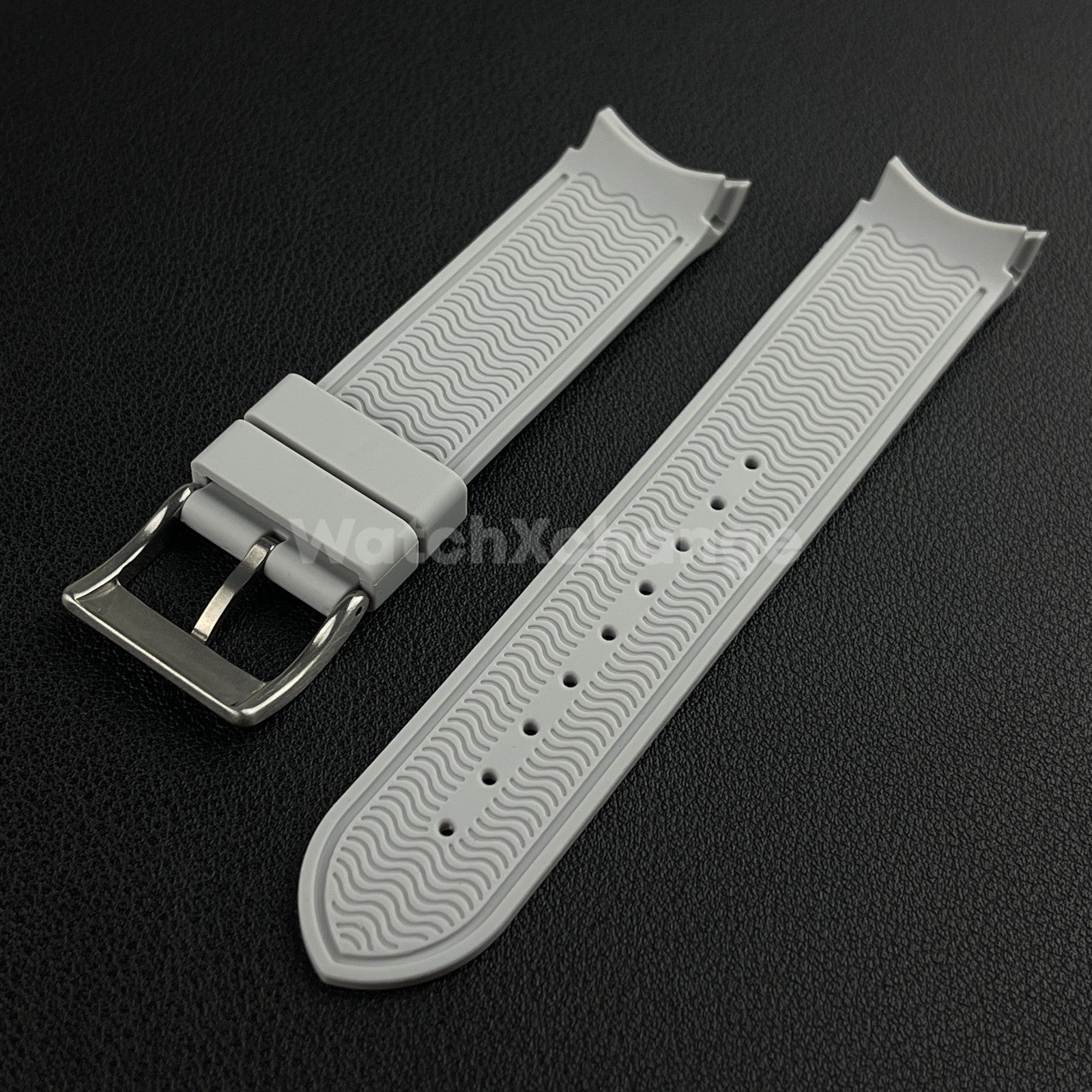 Grey 20mm Silicone Rubber Curved End Watch Strap Band For Omega Rolex