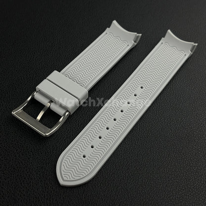 Grey 20mm Silicone Rubber Curved End Watch Strap Band For Omega Rolex