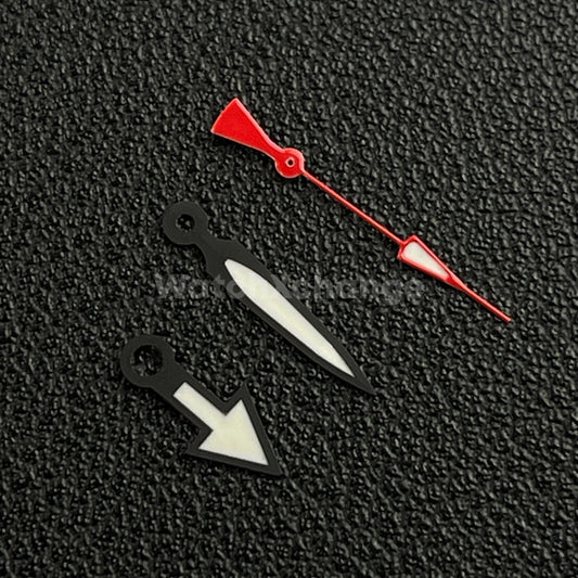 Black & Red Watch Hands For SEIKO NH35 NH36 Movements Pilot Arrow Triangle