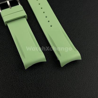 Green 20mm Silicone Rubber Curved End Watch Strap Band For Omega Rolex