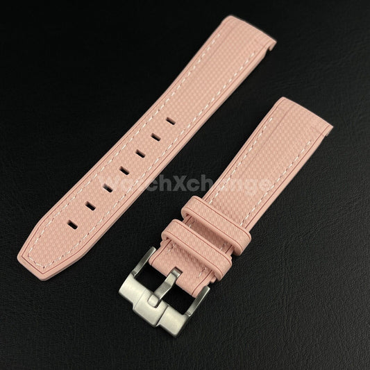 Pink 20mm Silicone Rubber Curved End Watch Strap Band For Omega Rolex