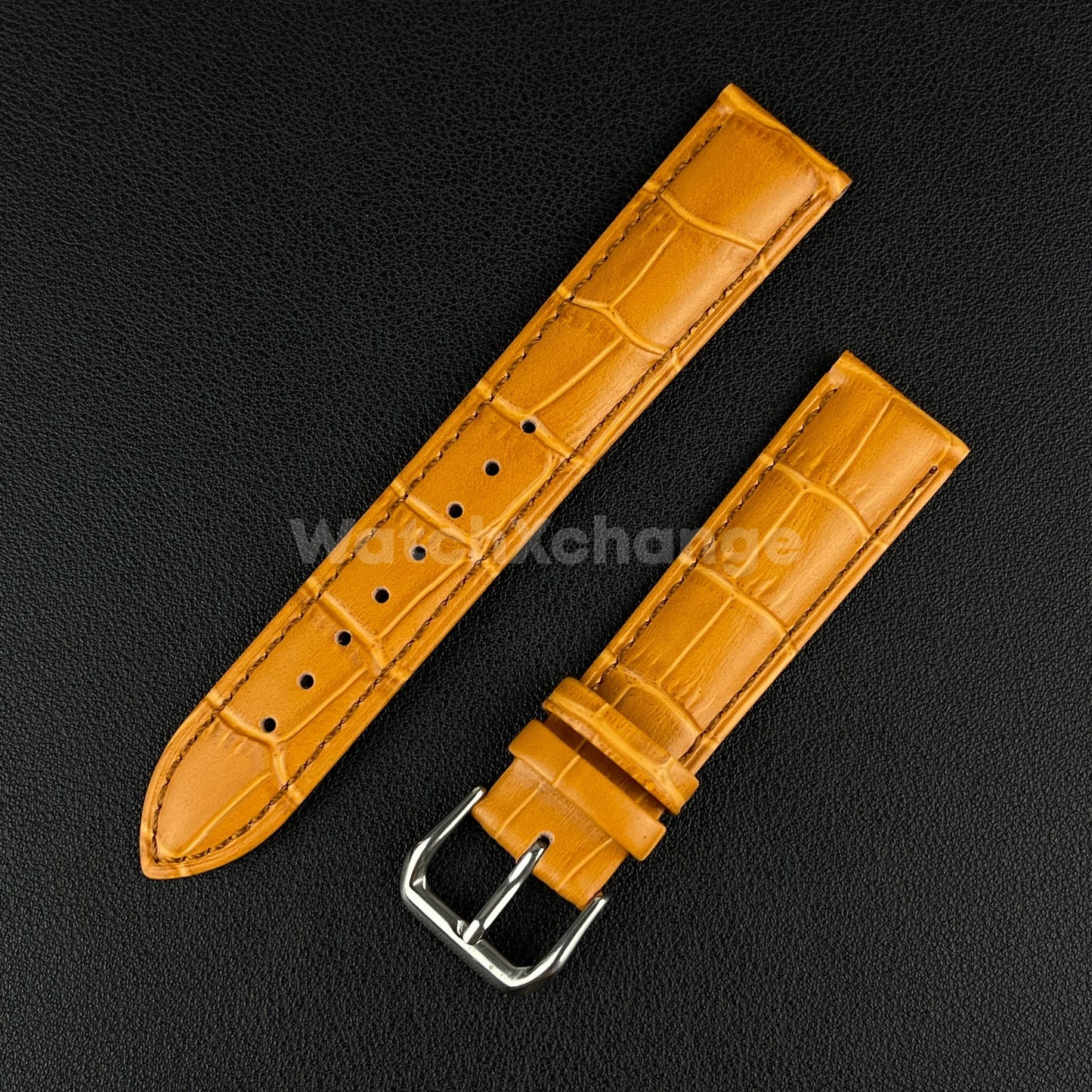 Orange Genuine Leather Universal Watch Strap Band Alligator Grain 20mm