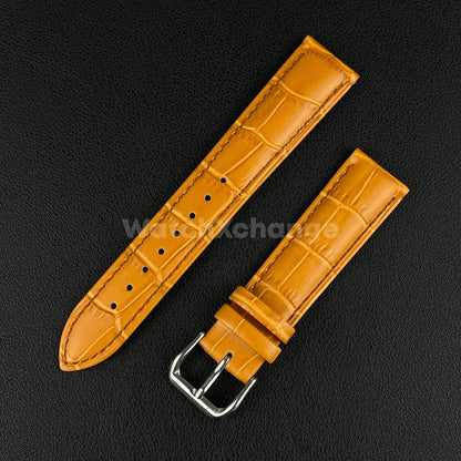 Orange Genuine Leather Universal Watch Strap Band Alligator Grain 20mm