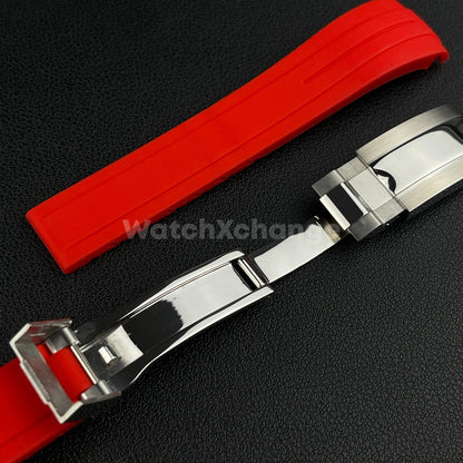 Replacement Submariner GMT 20mm Red Silicone Rubber Watch Strap Band For Rolex