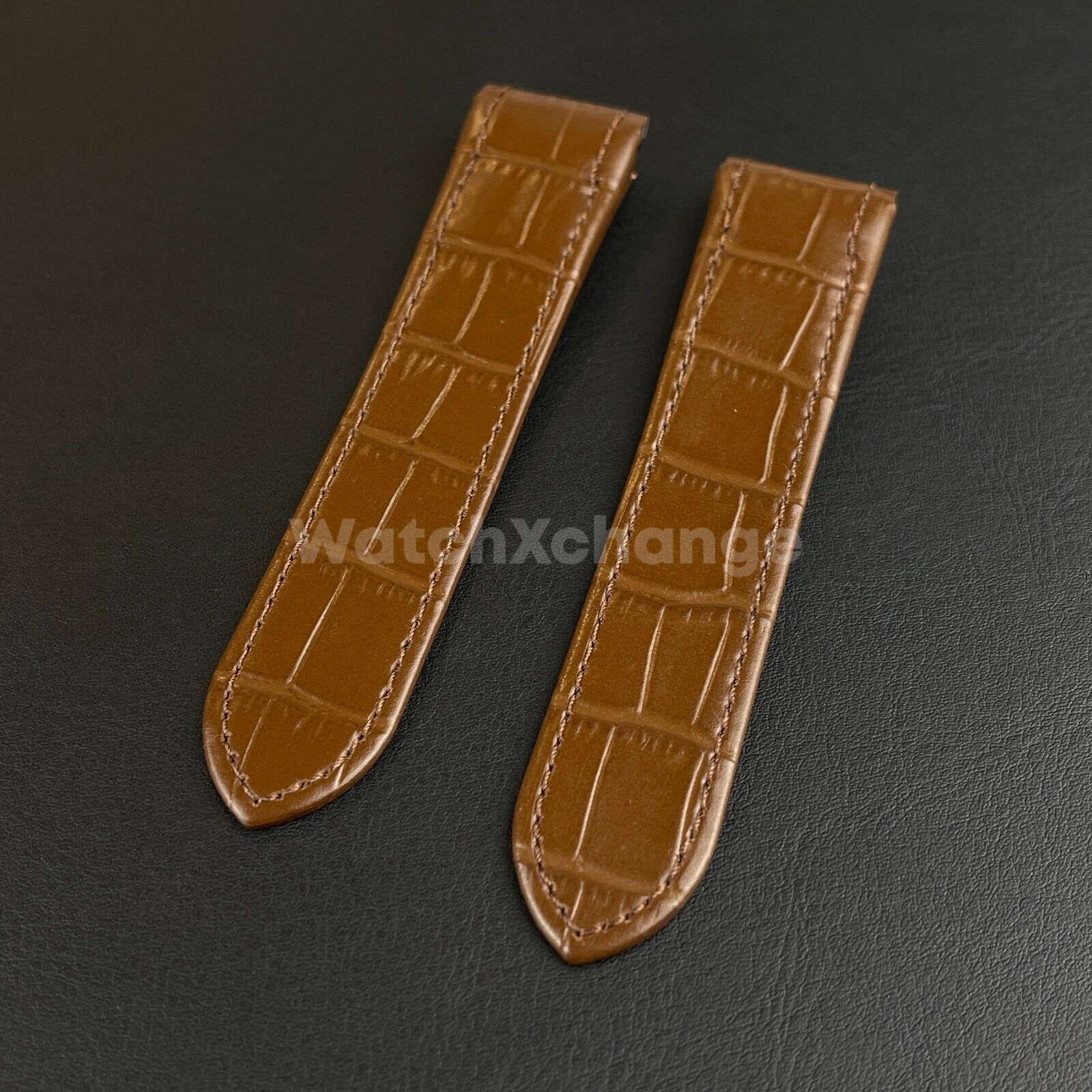 Brown Genuine Leather Watch Straps Mens Band Fits Cartier Santos 23mm