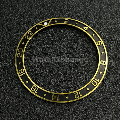 Black & Gold 38mm Sloping Bezel Insert For Watch Seiko GMT Rolex SKX007 SRPD