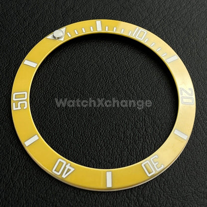 Yellow Ceramic Bezel Insert 38mm GMT For Rolex Seiko SKX007 SKX009 SRPD Sloped