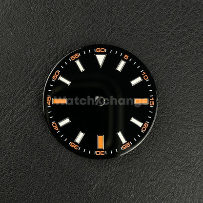 28.5mm Black Orange Watch Dial Blue Luminous for SEIKO NH35 NH36 Movement Parts