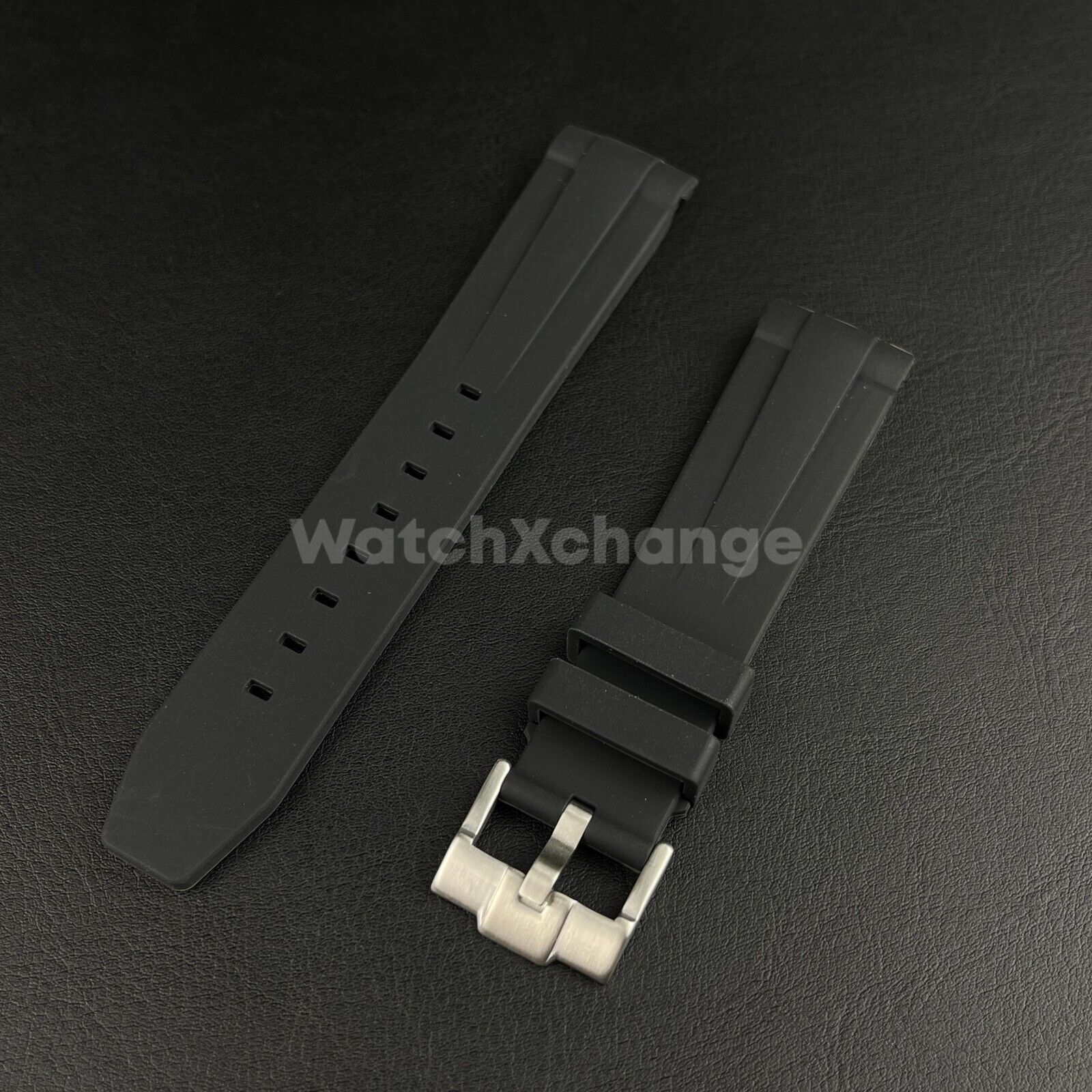 Black 20mm Rubber Curved End Watch Strap Band Made For Rolex Submariner GMT