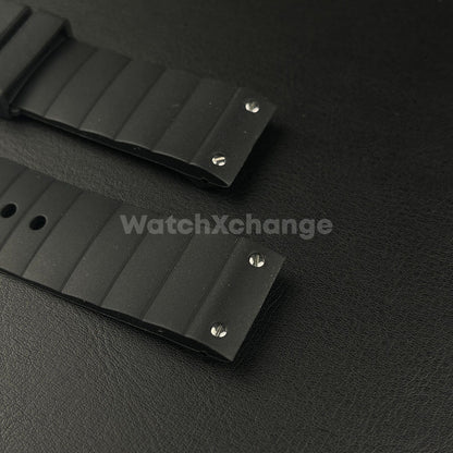 Black Silicone Rubber Watch Strap For Cartier Santos 100 Curved Ends 23mm