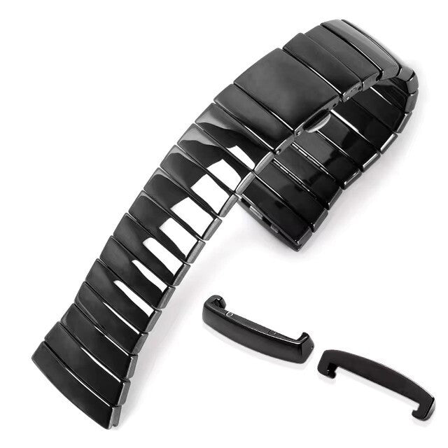 17mm Black Ceramic Watch Band Strap Fit For Rado Sintra Bracelet