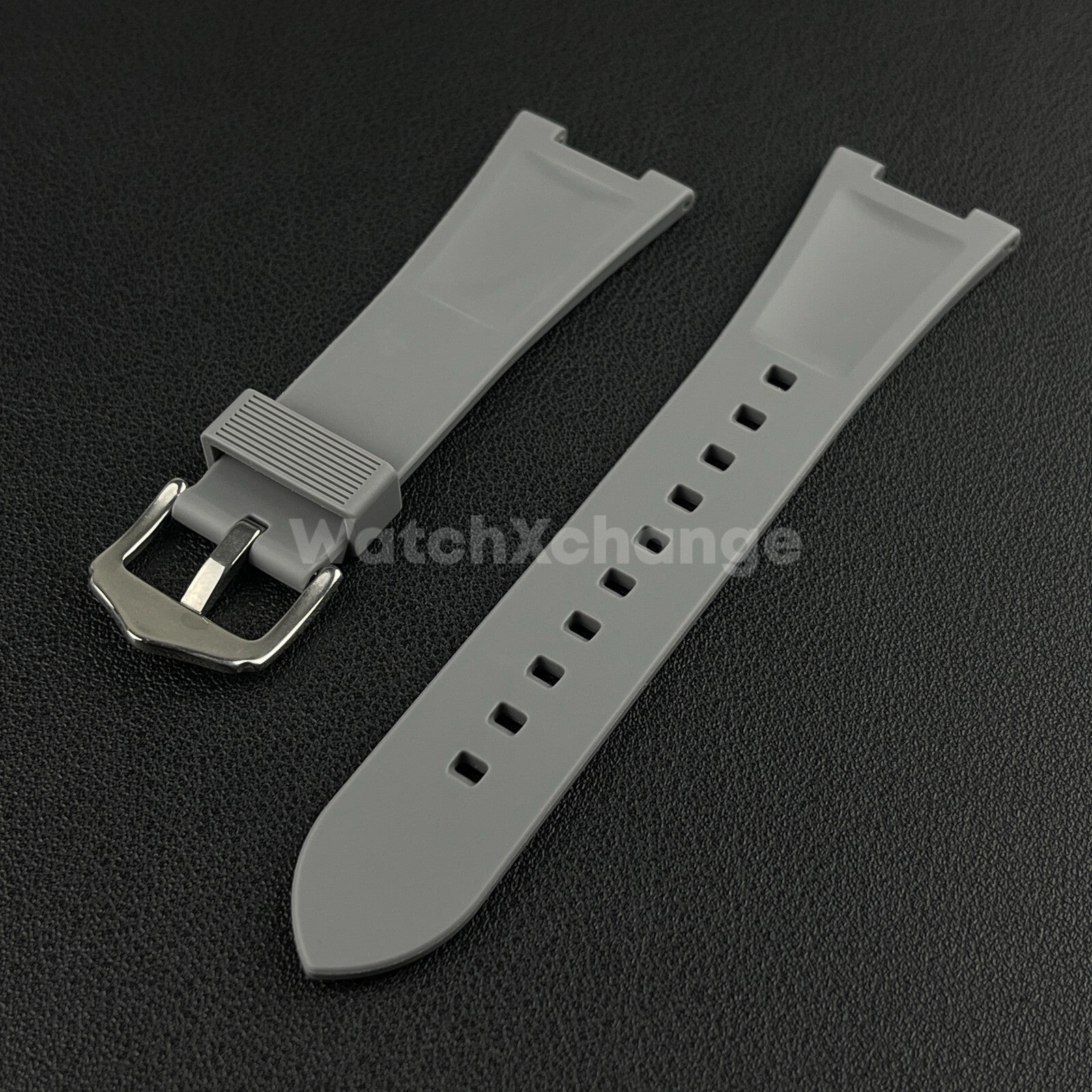 Grey 25*12mm Silicone Rubber Watch Strap For Patek Phillip Nautilus 5711 5712