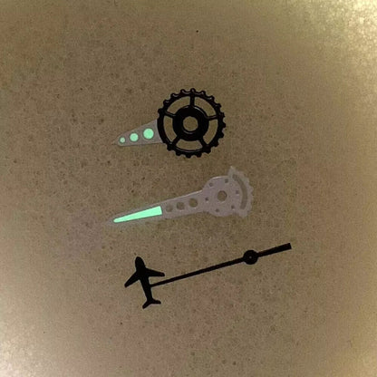Watch Hands with Aircraft For NH34/NH35/NH36/NH70 Movements Luminous Black White