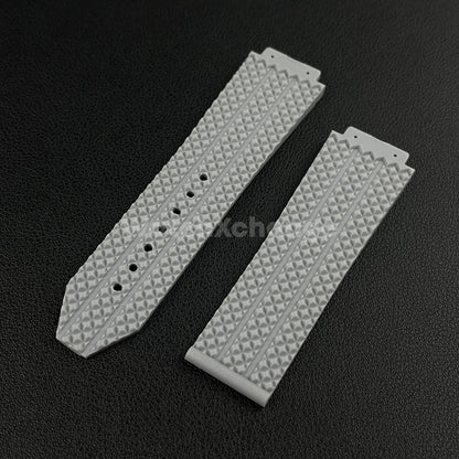Grey Rubber Silicone Watch Strap Waterproof 26*19mm Fit HUBLOT BIG BANG Yubo