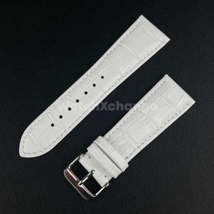 White Genuine Leather Universal Watch Strap Band Alligator Grain 20mm 22mm 24mm