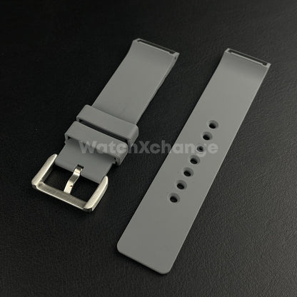 Grey Silicone Rubber Watch Strap For Cartier Santos 100 Curved Ends 23mm