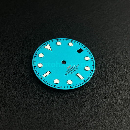 29mm Blue Watch Dial w/Green Luminous Replacement for NH35 Watch Movement Parts