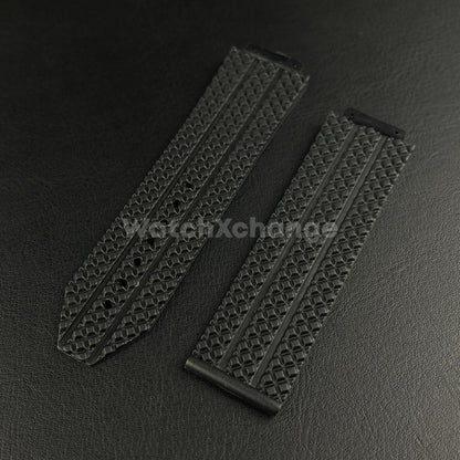 For HUBLOT Big Bang Yubo Black Premium Rubber Silicone Watch Strap 24*17 26*19mm