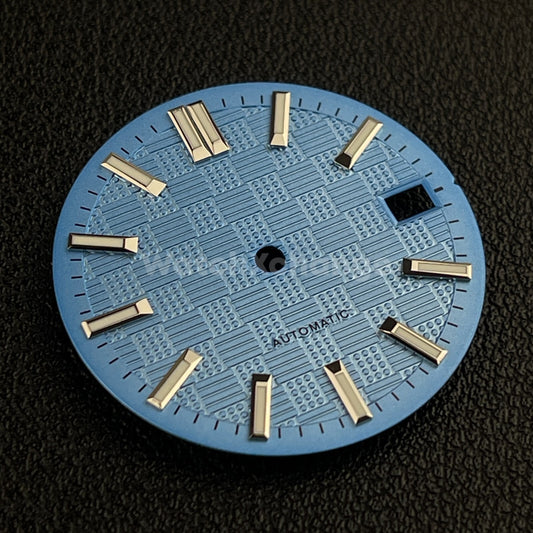 28.5mm Blue Grid Dots Pattern Texture Watch Dial for SEIKO NH35 NH36 Movement