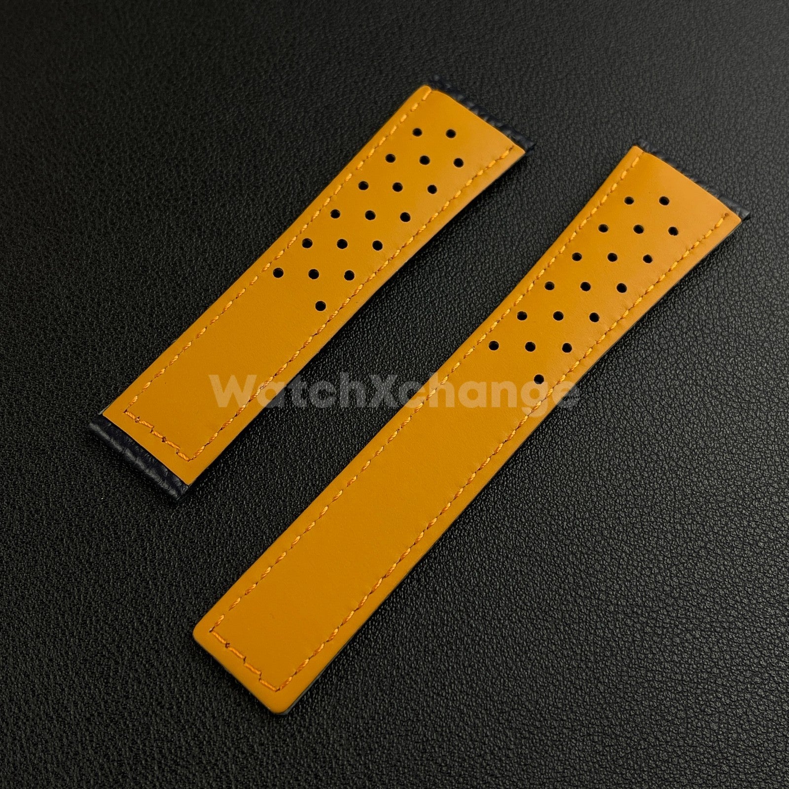 Blue 22mm Perforated Leather Racing Strap for TAG Heuer Monaco Wrist Band