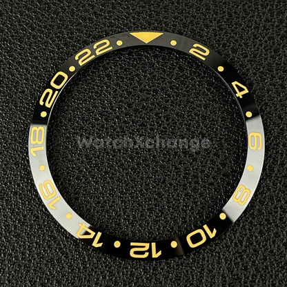 34mm Black & Yellow Ceramic GMT Bezel Insert For Seiko Rolex Tudor Divers Watch