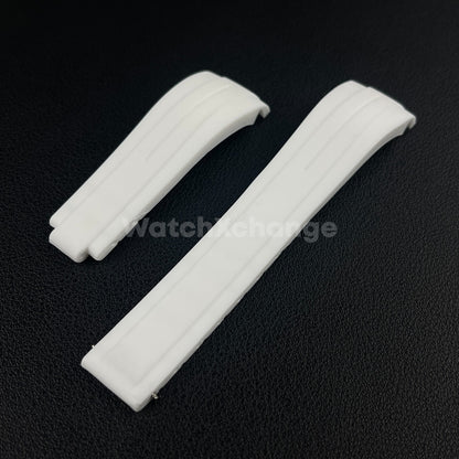 White 20mm Replacement Submariner GMT Silicone Rubber Watch Strap Band For Rolex