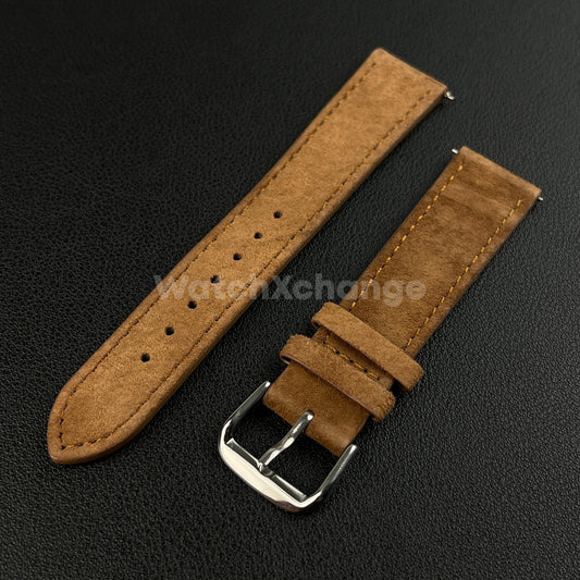 Dark Brown Watch Strap Suede Leather Premium Quick Release Band 18 19 20 22mm