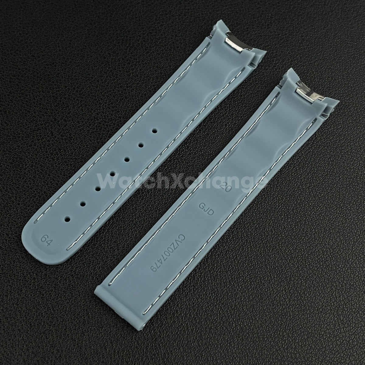 20mm For OMEGA Seamaster Aqua Terra Watch Silicone Rubber Strap Clasp Light Grey