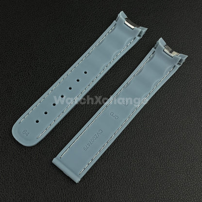 20mm For OMEGA Seamaster Aqua Terra Watch Silicone Rubber Strap Clasp Light Grey