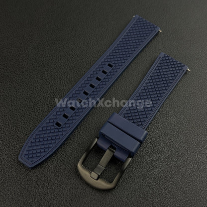 Blue Premium Waffle FKM Rubber Watch Strap Band 20mm 22mm Quick Release