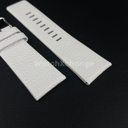 White Genuine Leather Strap Diesel DZ Series Steel Studded Riveted 22mm - 30mm