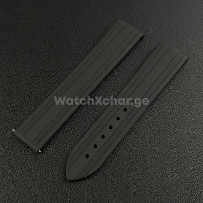 Black Omega Seamaster 41mm 300M Silicone Rubber Curved End Strap 20mm
