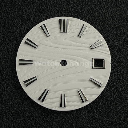 28.5mm White Wood Texture Watch Dial Face for Seiko NH35 NH36 Movement