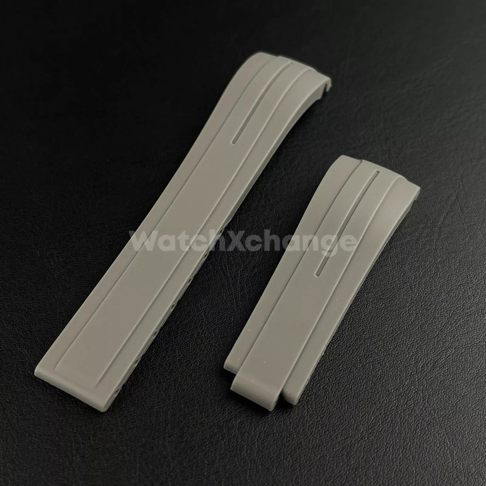 Grey 21mm 22mm Curved-end Rubber Strap for Rolex DAYTONA SUBMARINER Yacht-Master