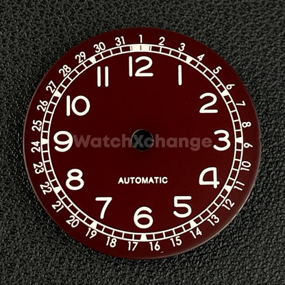 28.5mm Maroon Pilot Field Watch Dial Replacement for NH35 Watch Movement Parts
