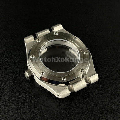 Stainless Steel Octagonal 42mm Automatic Watch Case Bracelet Transparent Back