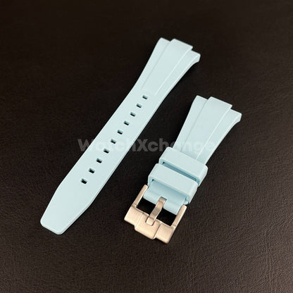 Light Blue Tissot PRX Rubber Strap Tapered 11mm For 35mm Watch Premium Quality