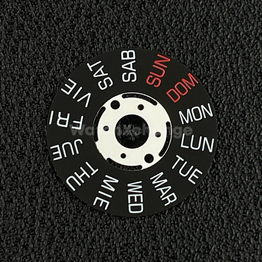 Spanish & English Black White Day Week Date Disk Wheel for NH36 Movement 3.0
