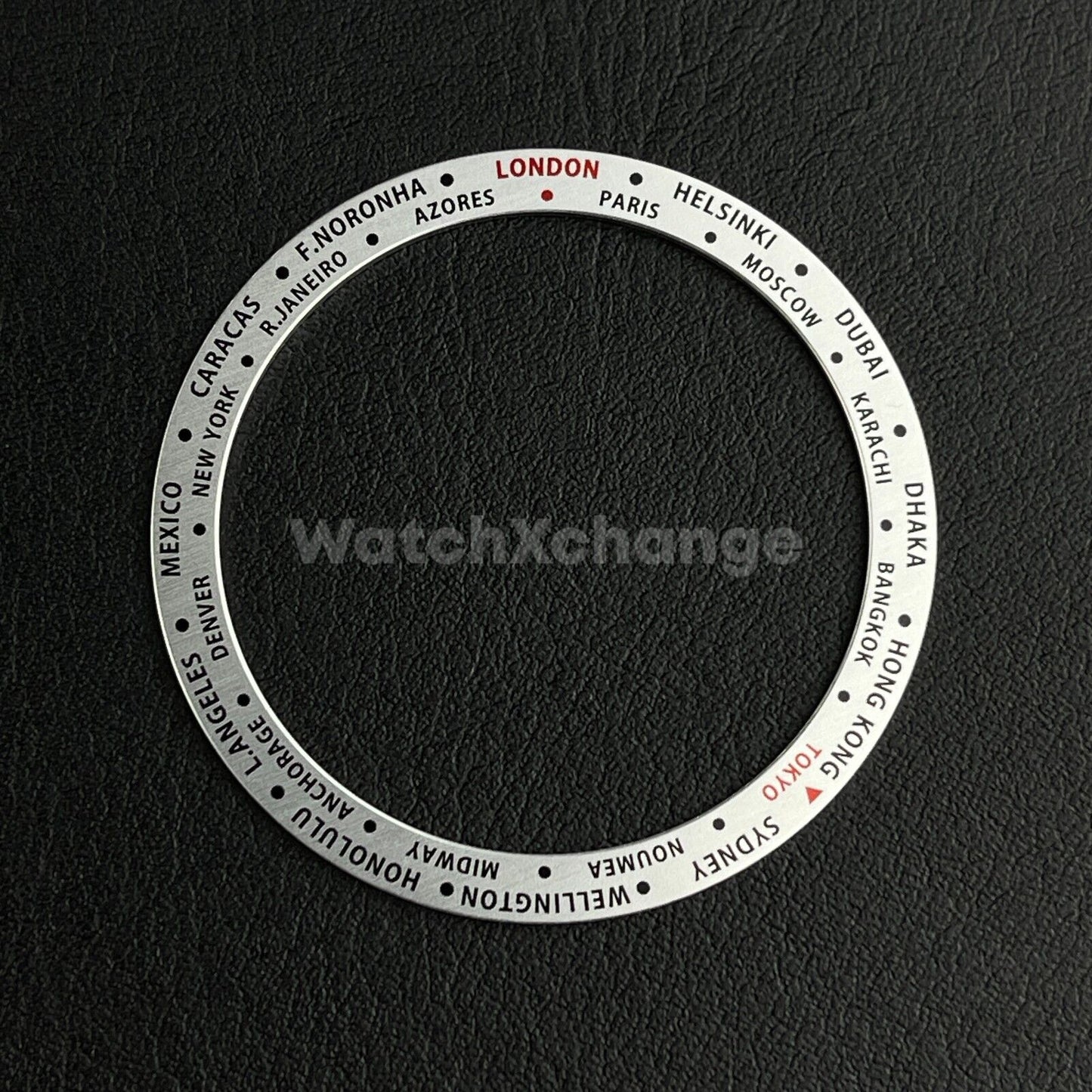 Silver Time Zone GMT 38mm Flat Bezel Insert For Divers Watch Seiko Mod SKX SRPD