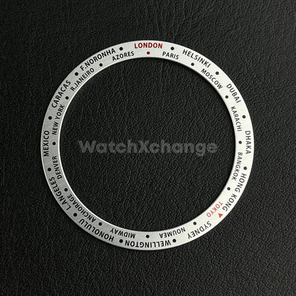 Silver Time Zone GMT 38mm Flat Bezel Insert For Divers Watch Seiko Mod SKX SRPD