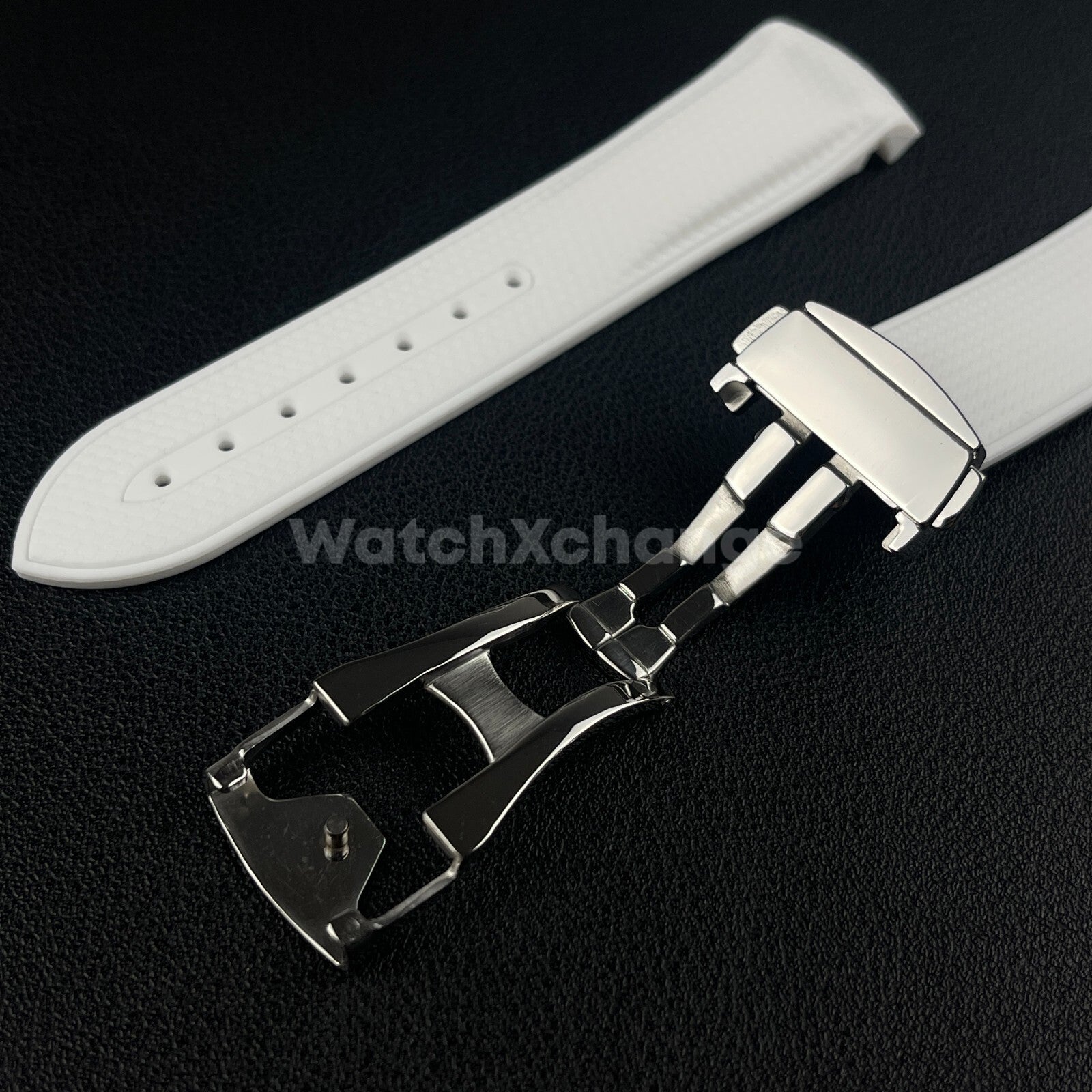 White Curved End Silicone Rubber Watch Strap For Omega Seamaster 20mm