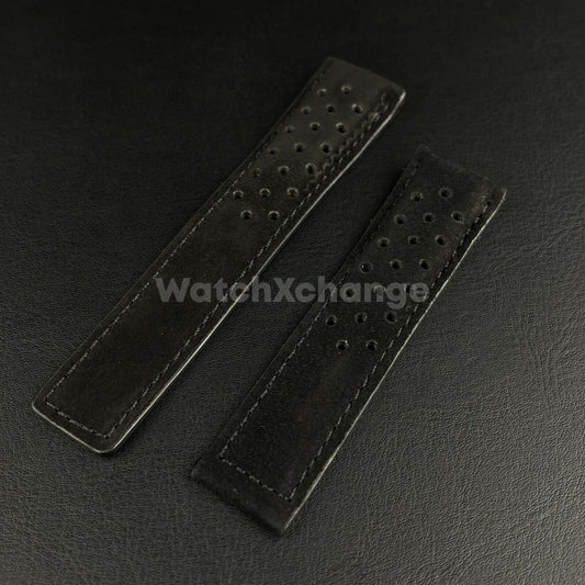 Black Suede Leather Strap For TAG Heuer Carrera Monaco 20mm 22mm 24mm