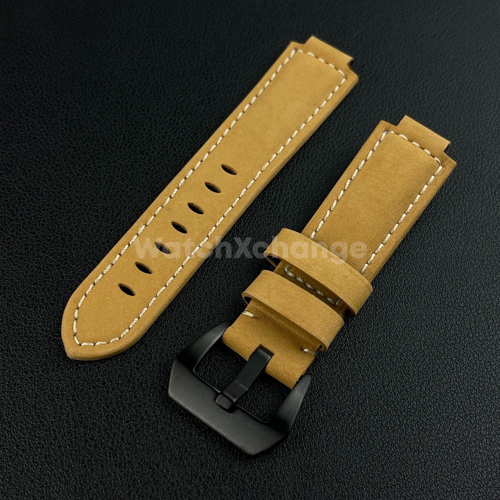 Khaki Frosted Leather Watch Strap for Timex Tidal Compass T2N72 T2N720 14mm 16mm