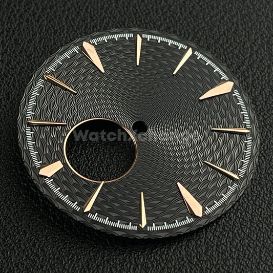 35mm Black & Rose Gold Cocktail Texture Watch Dial Face For Seiko NH38 Movement