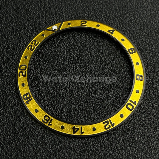 Yellow & Black 38mm Sloping Bezel Insert For Watch Seiko GMT Rolex SKX007 SRPD